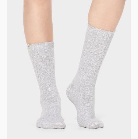 UGG Rib Knit Slouchy Crew Grey Socks for Women (XARI95430)